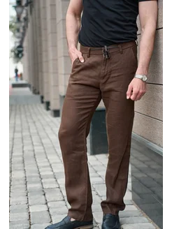 Брюки Льняные прямые на резинке