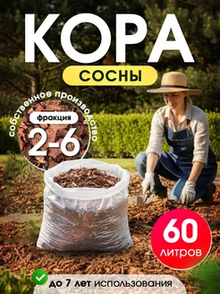 Кора Сосны Мульча 2-6 см 60 л